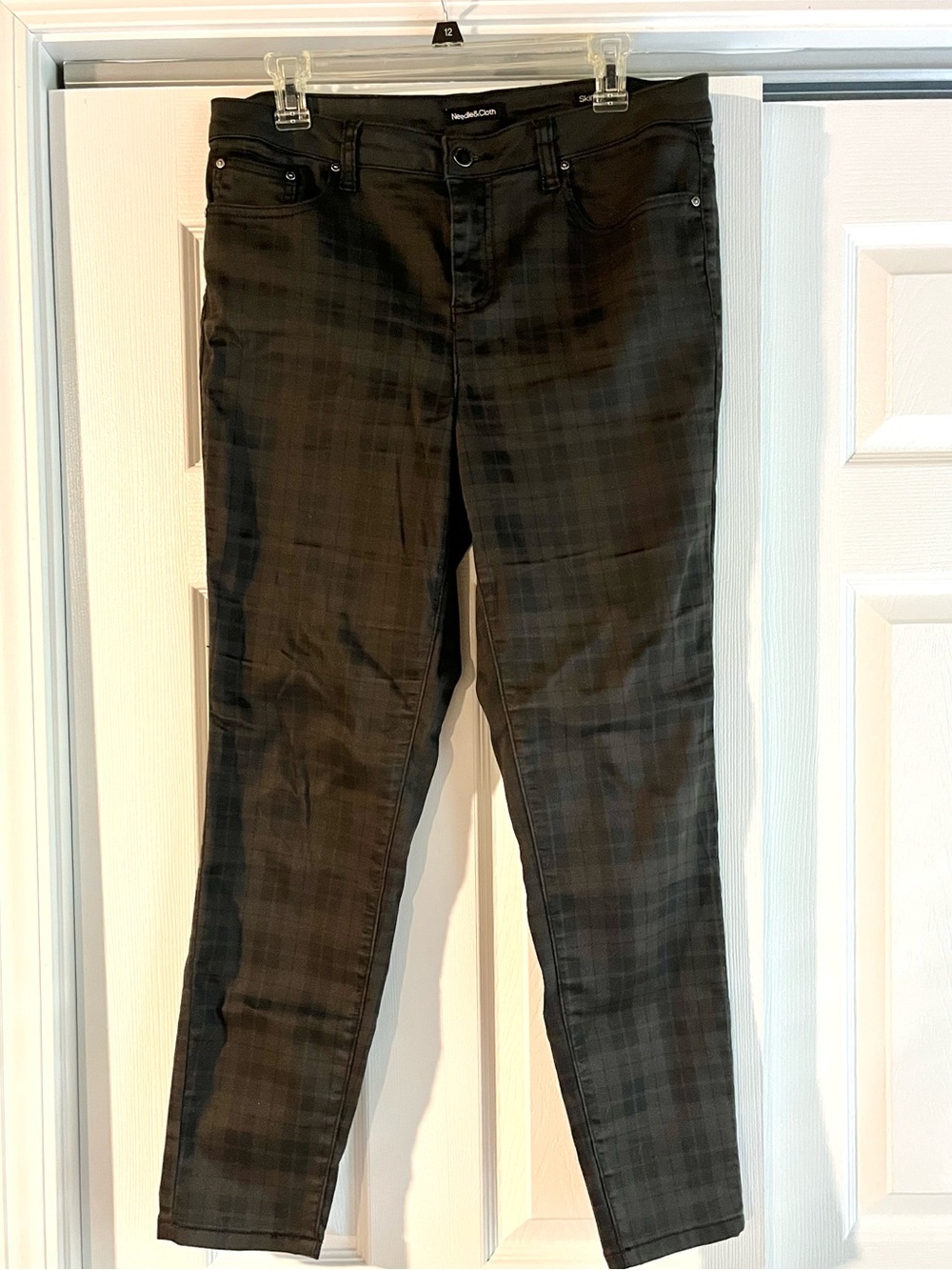 Needle & Cloth Gray Plaid Skinny Jeans